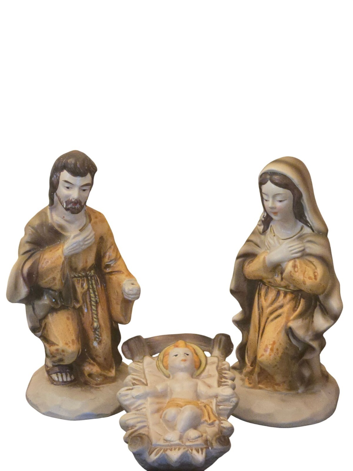 Vintage Star Hand Painted Composition Paper Mache Nativity Figurine Set Japan