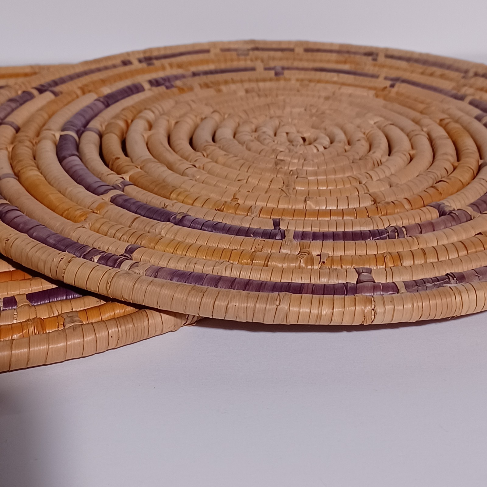 Woven Raffia Rattan Hot Plate Coaster Vintage Trivets 9.5in
