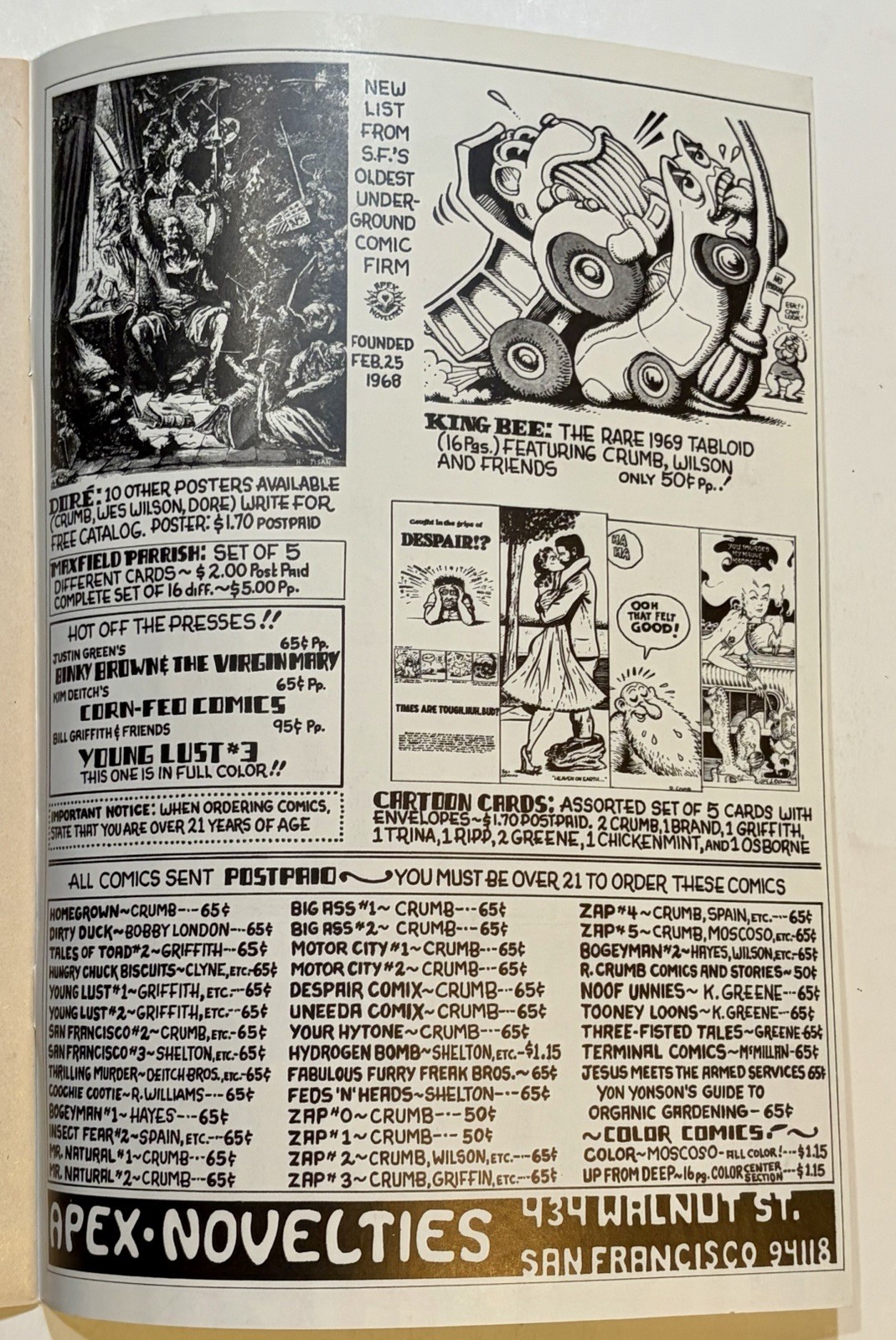 FUNNY ANIMALS 1972 Apex Novelties-R.Crumb, Art Spiegelman (1st MAUS) UNDERGROUND