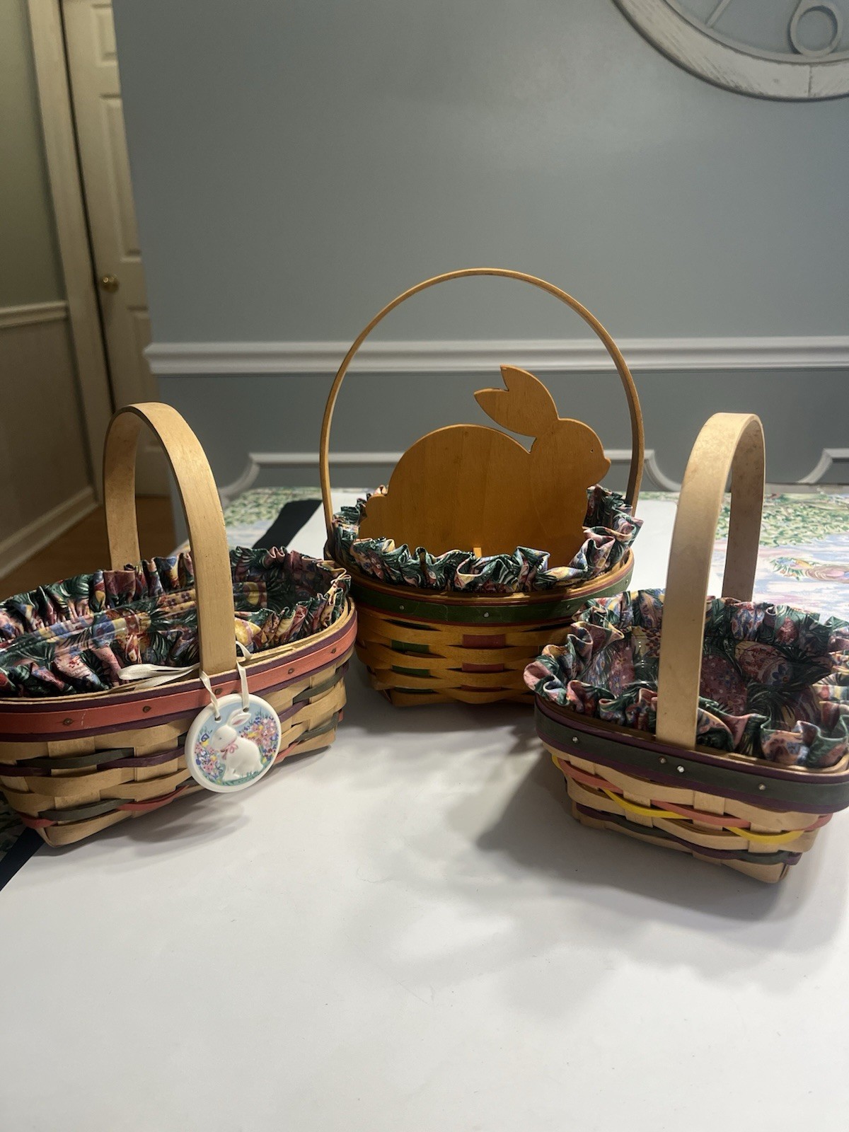 11pc Vtg Longaberger Easter Multi Color Woven Basket Combos 1997, 98 & 99