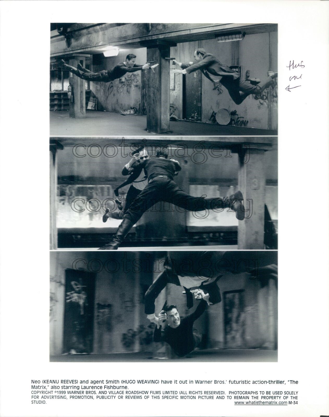 1999 Press Photo Action Scenes From The Matrix 1990s Science Fiction Movie