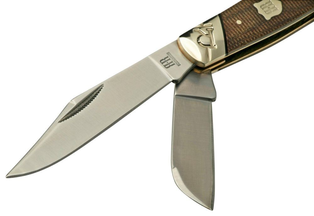 Rough Ryder Large 4.5″ Stockman Folding Pocket Knife, Burlap Micarta, New in Box