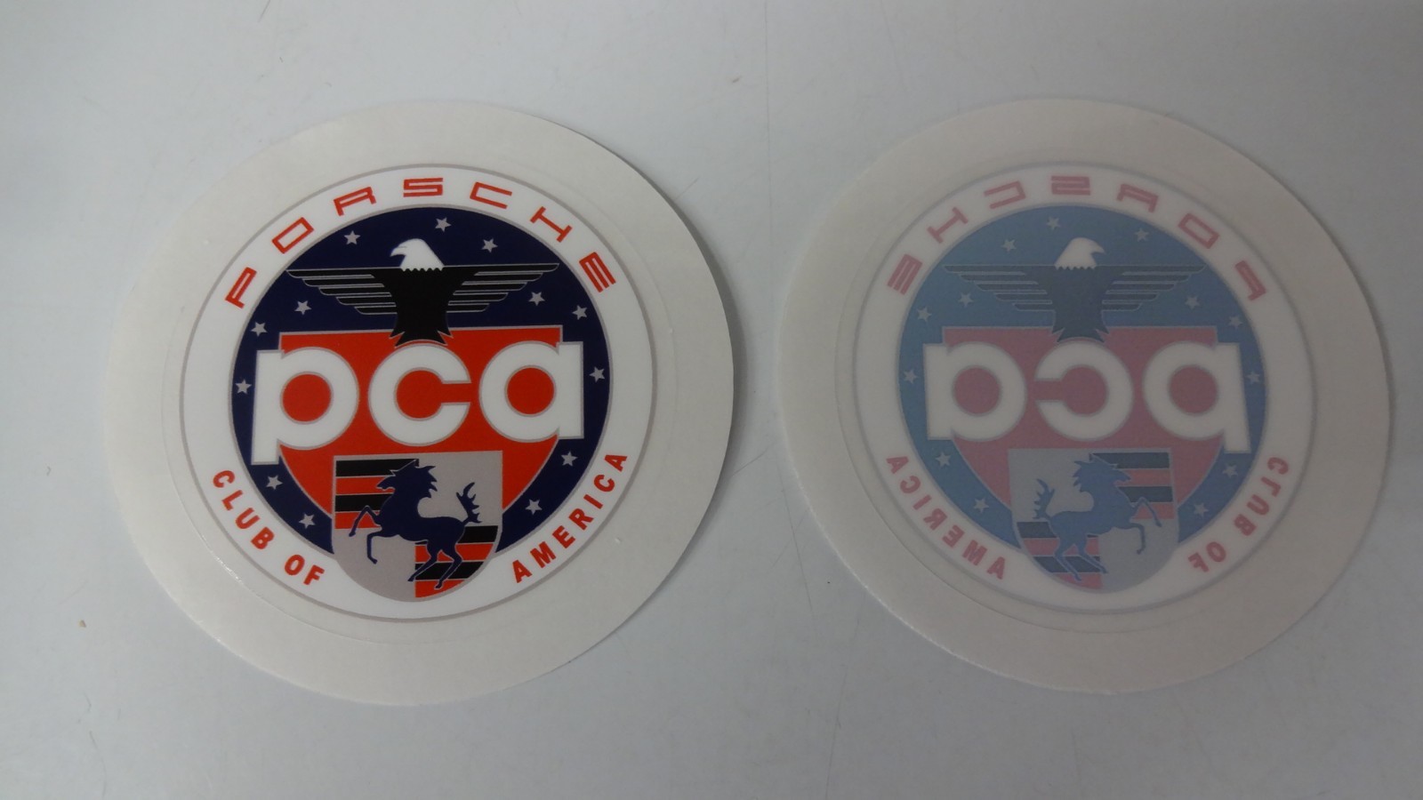 TWO (2) PCA Porsche Club of America Window Sticker / Decal Round 2.25″ Diameter