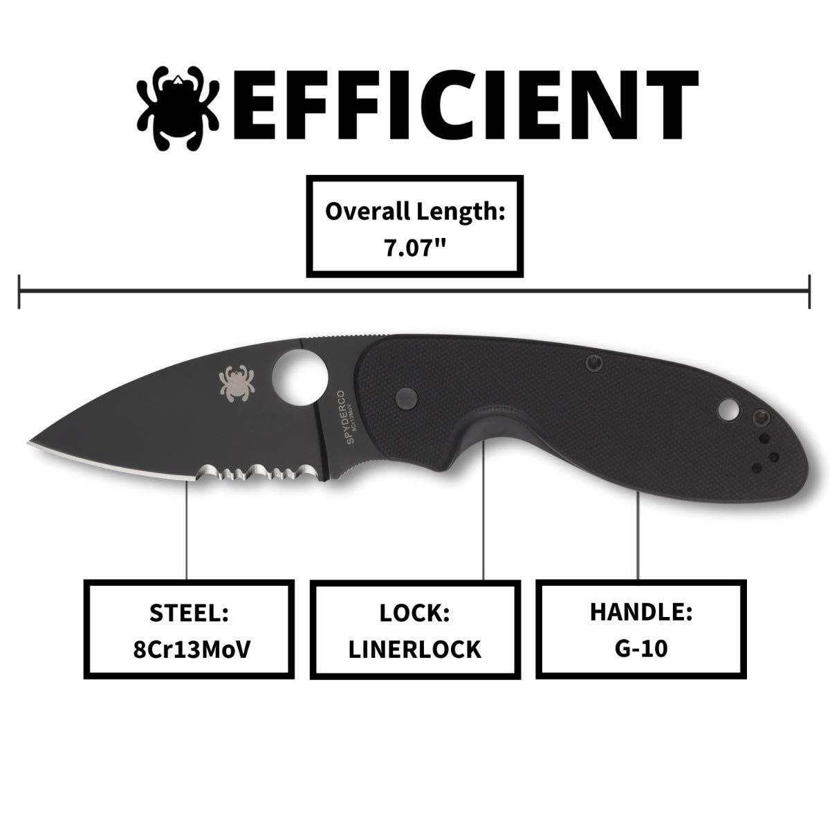 Spyderco Efficient Numbered, with 2.98″ Drop-Point Black Blade, C216GPSBBK