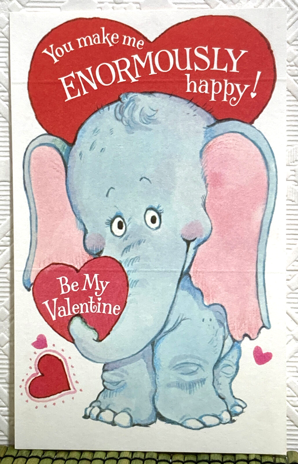 Vintage Valentine Card Fold Over Unused 5 x 7 You Make Me Enormously Happy