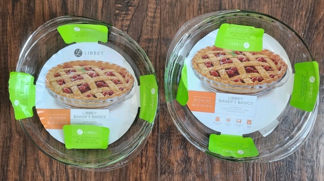 Lot Of 2 Libbey Glass Pie Dish Ridged 9.5 In X 1.6 in Baker’s Basics Cheesecake