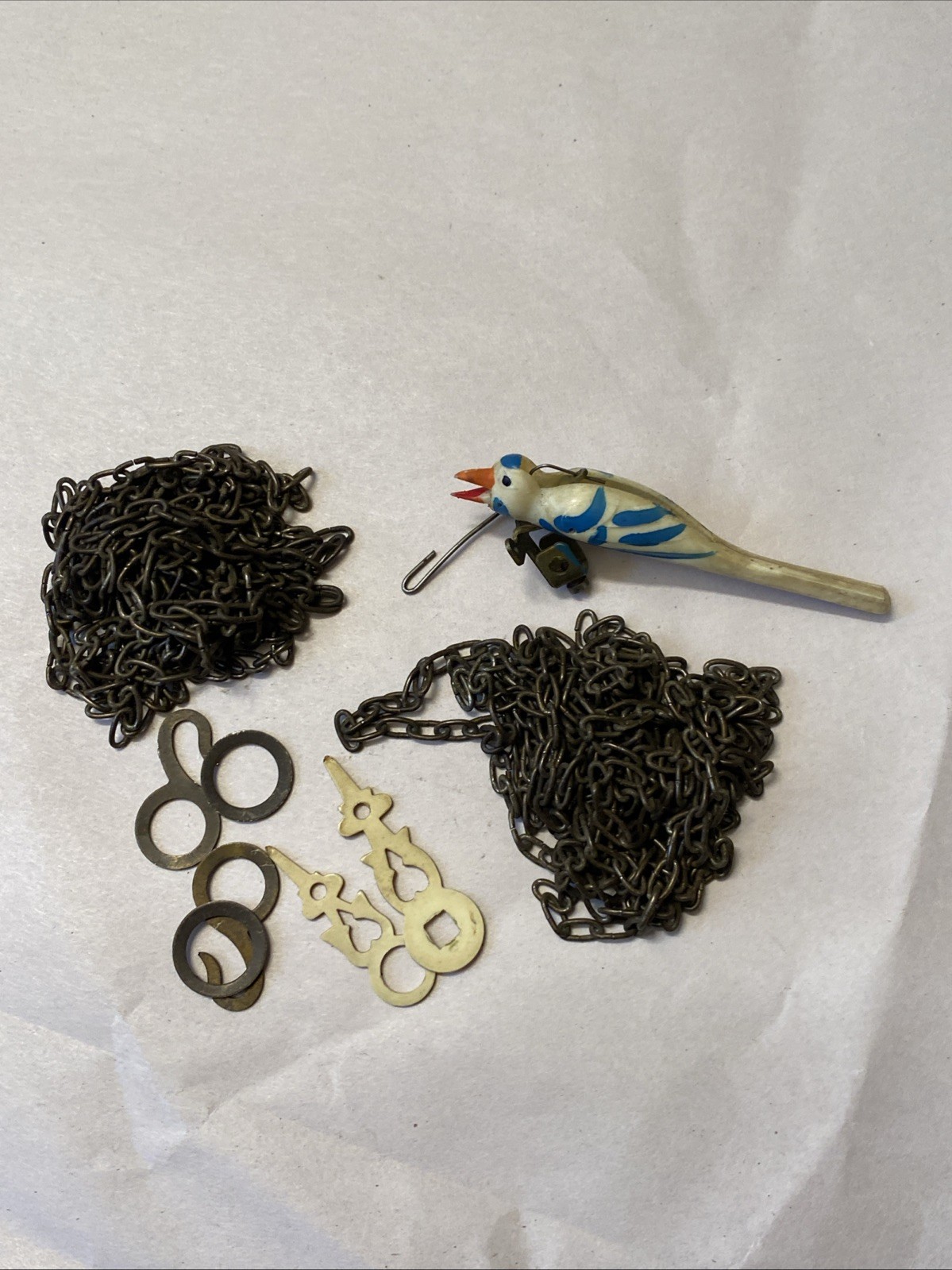 Vintage 1950’s Count Wheel Cuckoo Clock Movement Chains Hands Bird Untested