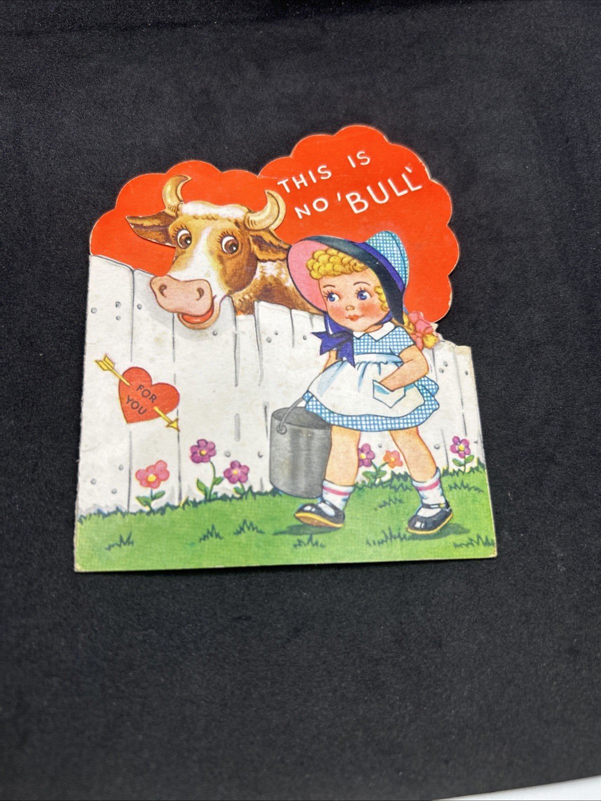 Vintage BULL & COWGIRL Valentine Card From A Meri Card