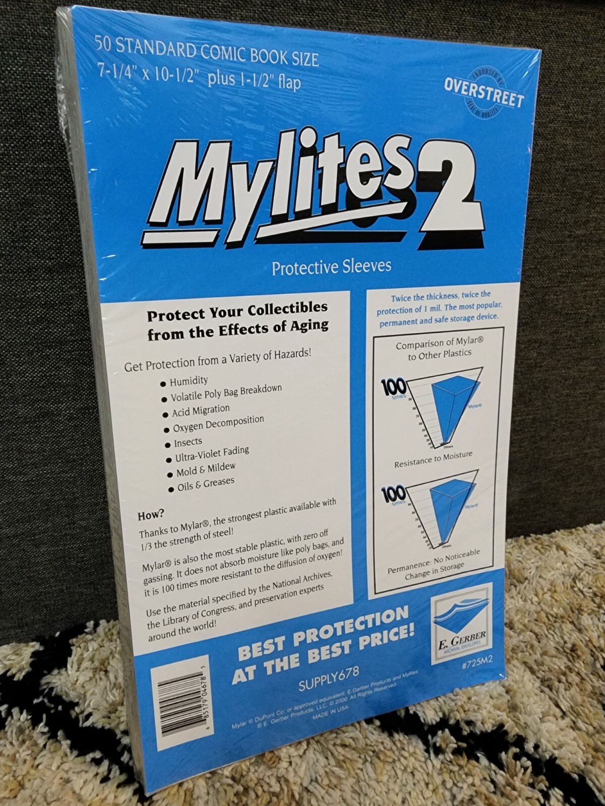 725M2 E Gerber Mylites 2 (Qty 50) – Mylar Comic Bags STANDARD Size (7¼“x10½“)