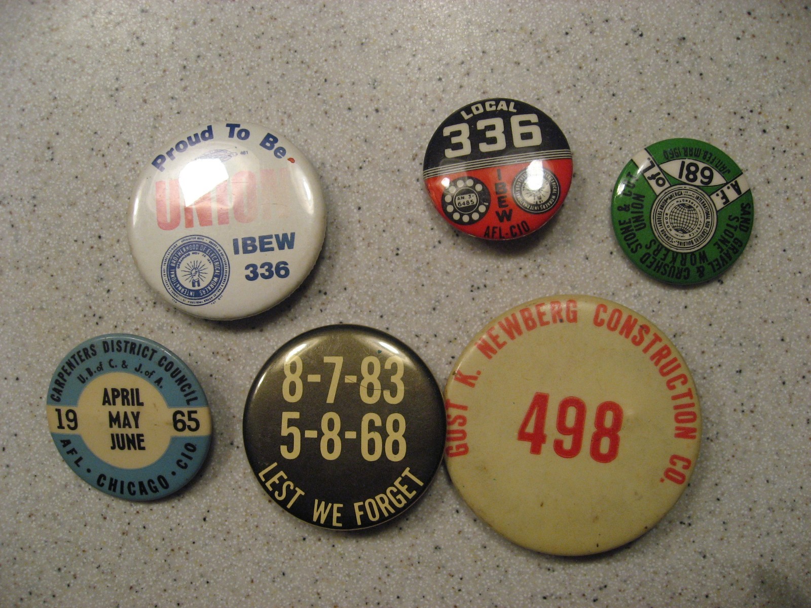 Vintage Lot of 6 Chicago Union and Company Pin Buttons Local Union 336 1960’s?
