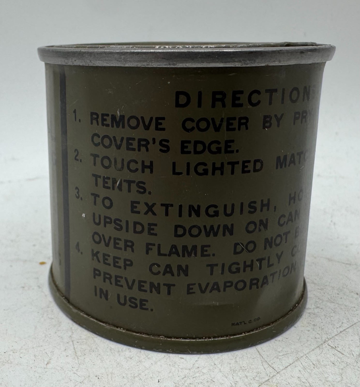 WW2 era US Army Wood Alcohol Fuel Tablet Ration Heating Kit Can Container FULL