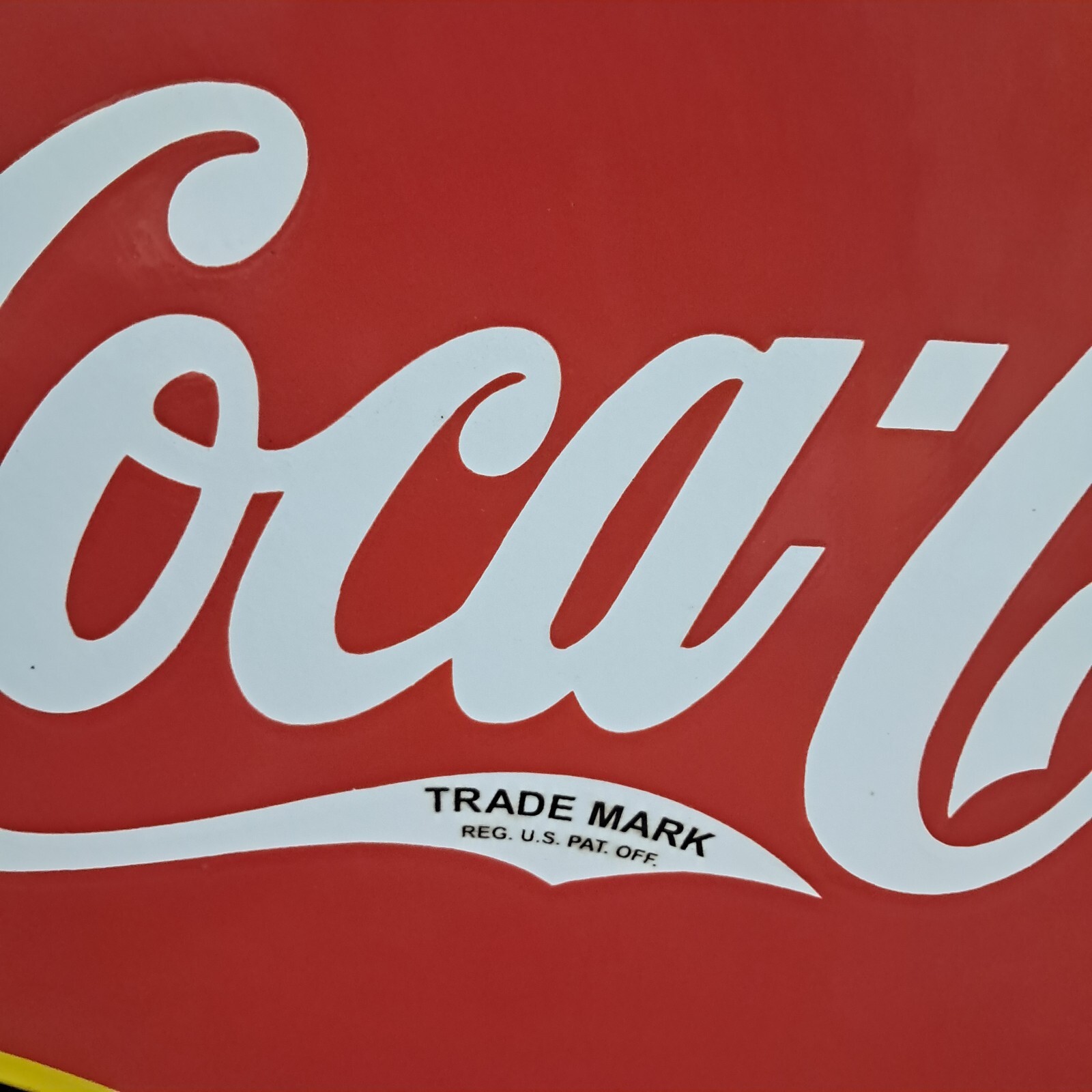 Drink Coca Cola Fountain Service Porcelain Enamel Sign 26 x 23 Inches 2 Sided