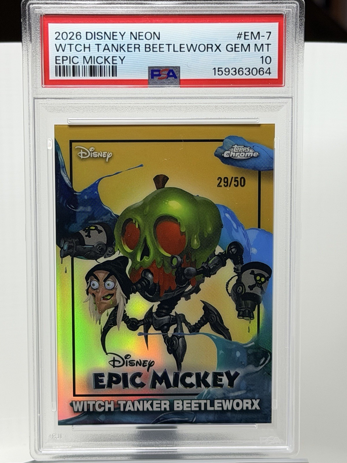 Topps Disney Neon Witch Tanker Beetleworx Epic Mickey EM-7 PSA Gem Mint 10 Pop 1