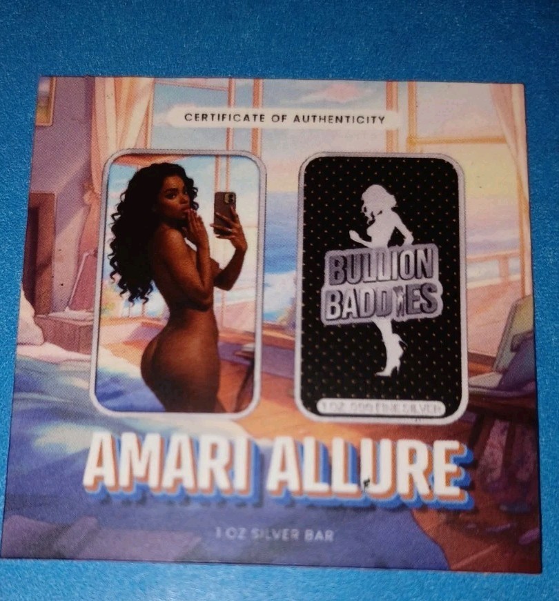 Sexy! Amari Allure Backshot 1 Oz .999 Silver Color Art Bar + COA 200 Minted