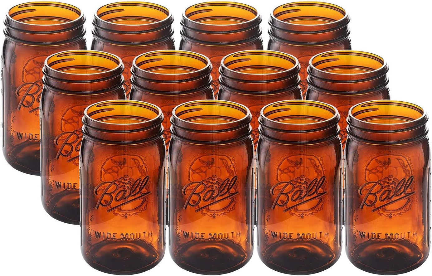 Ball Elite Collection Amber Glass Wide Mouth Mason Jar (32 Oz/Quart) Amber Canni