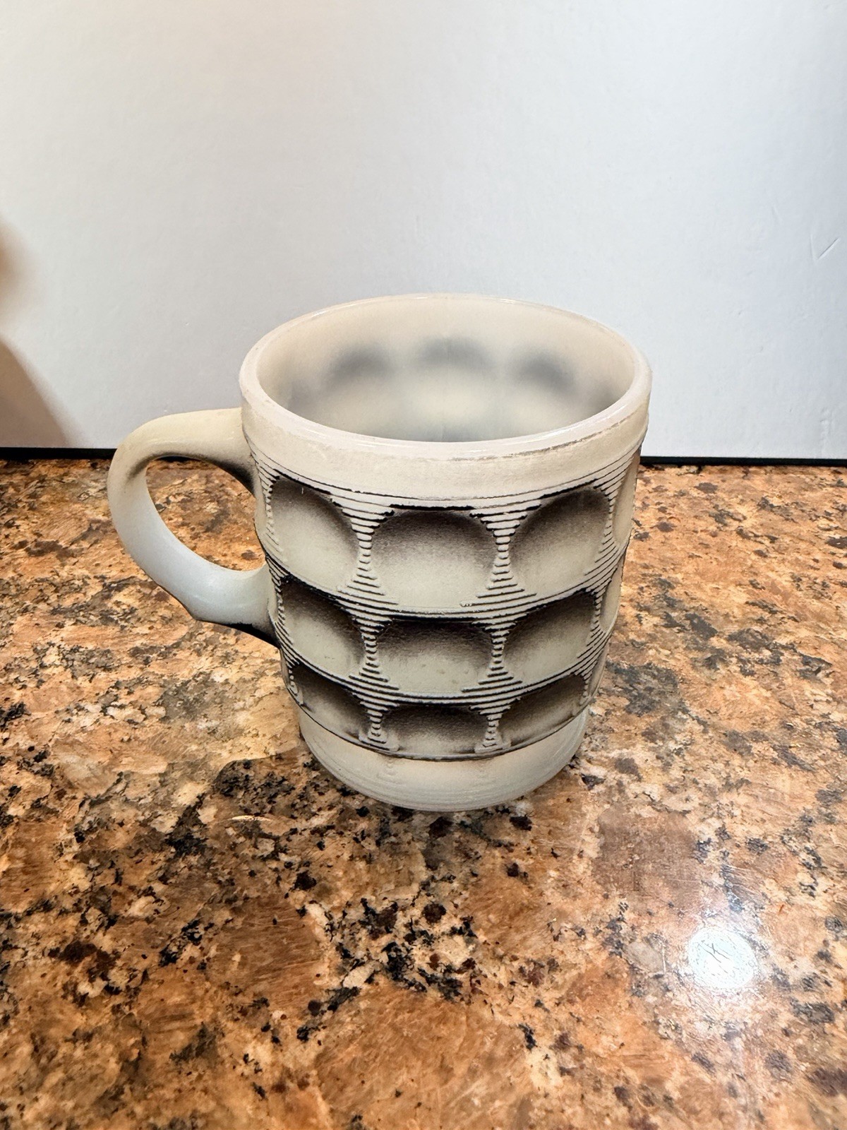 Fire King Anchor Hocking Gray /Black Ombré Camelot Mug—USA vtg *READ*