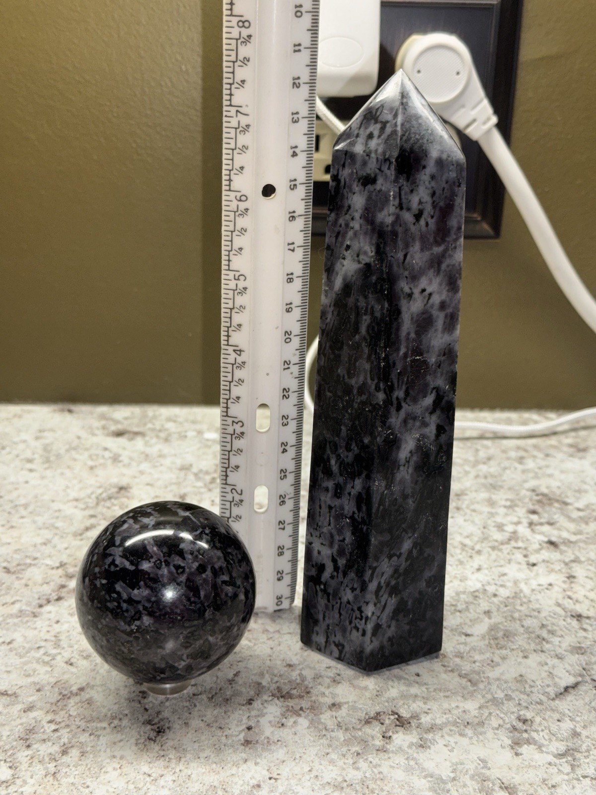 Indigo Gabbro / Mystic Merlinite 2 Piece Set – Tower & Sphere – 2 Lb 11 Oz