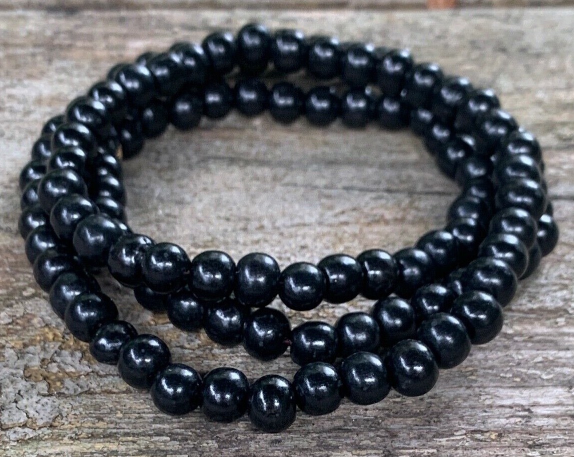 108 Black Ebony Beads Mala Meditation Prayer Necklace / Bracelet 6mm