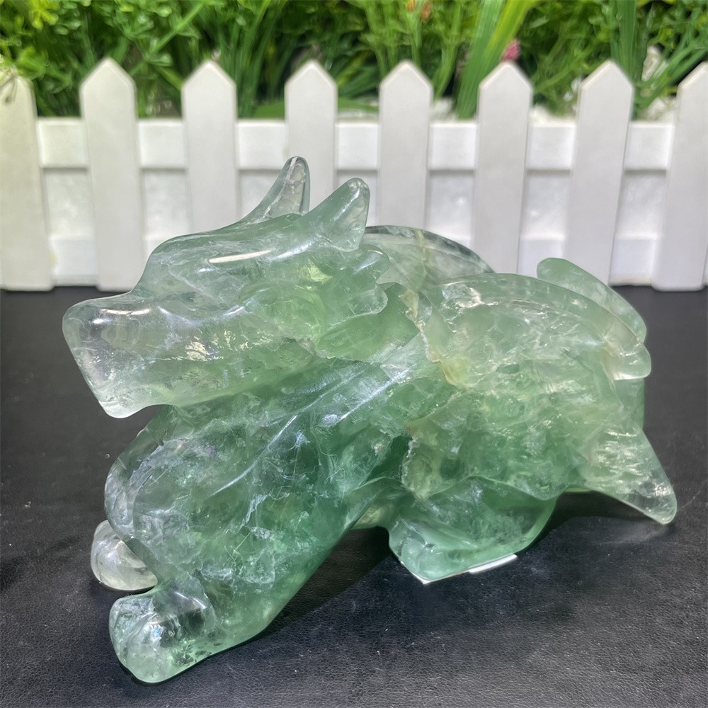 1LB 7.2″ Natural Green Fluorite Dragon Crystal Quartz Reiki Gift Mineral Decor