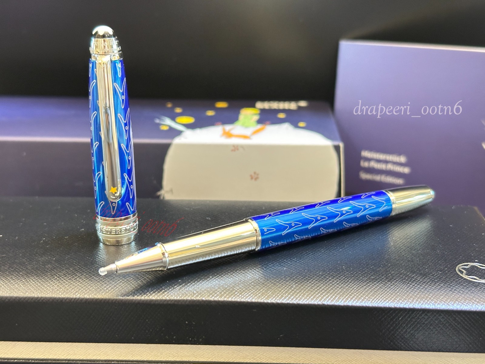 Montblanc Meisterstuck Le Petit Prince Rollerball Pen Blue Pattern New With Box