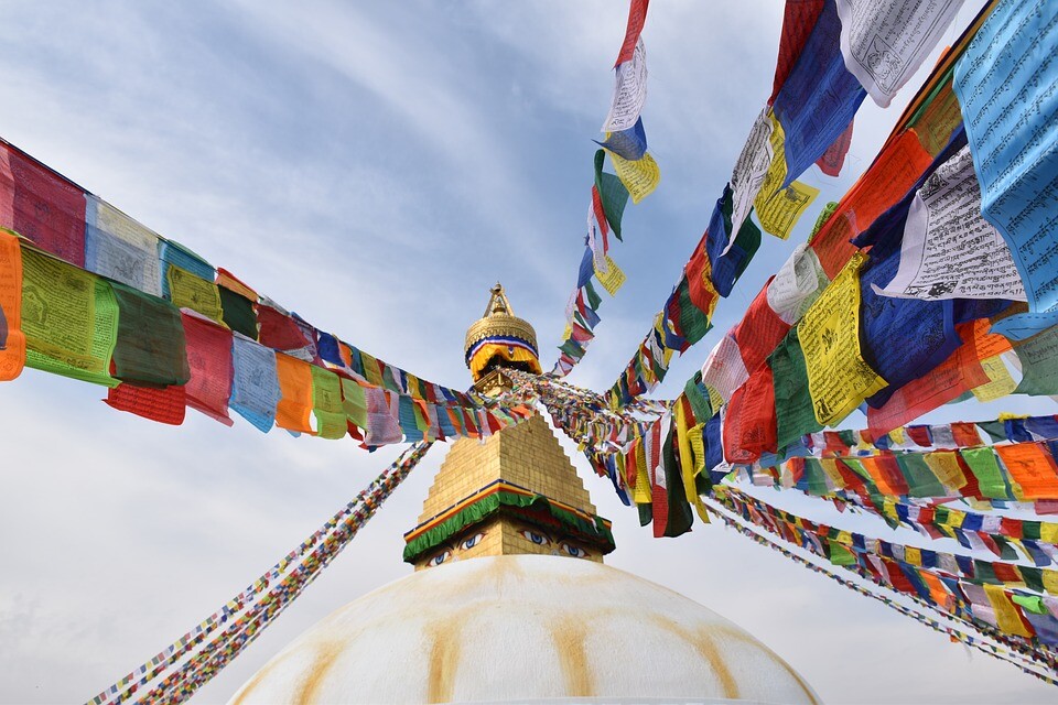 Original Tibetan Windhorse 5″ Prayer Flags Authentic Buddhist Flags Blessed.