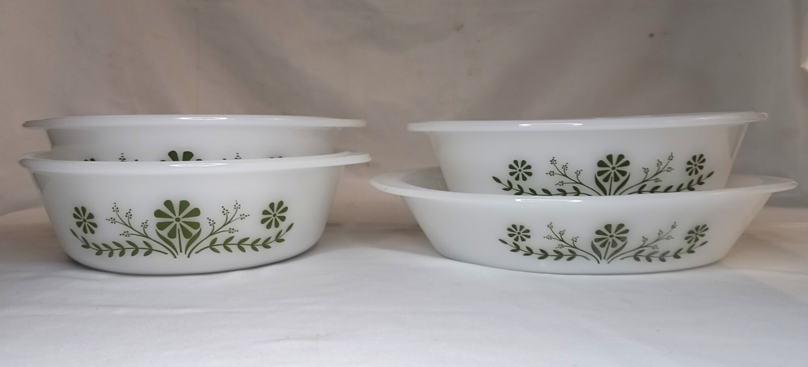 Vintage Glasbake Crazy Daisy Pattern Casserole Dishes Lot Of 4 NO LIDS