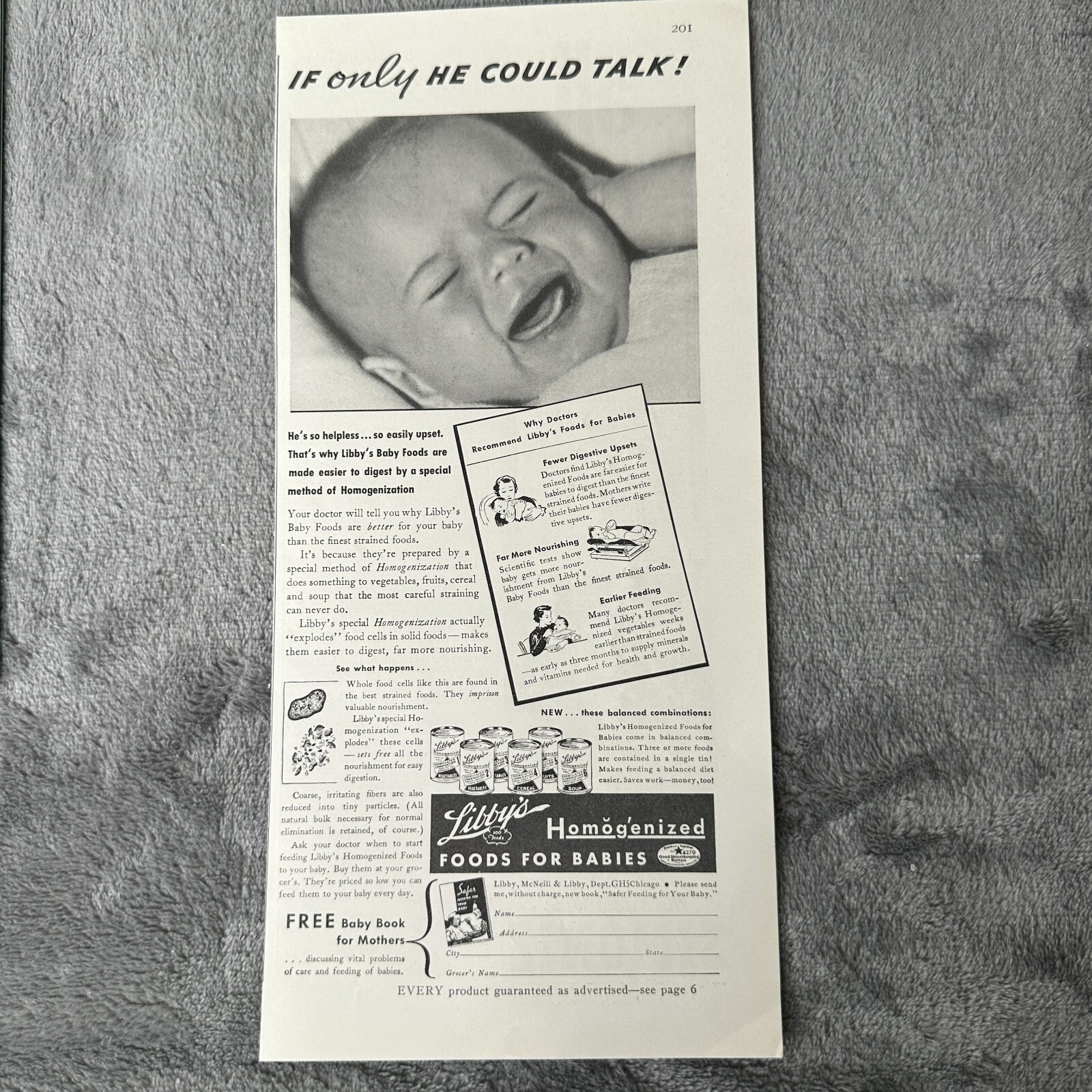 1930s Libbys Baby Food Vintage Print Ad Parenting Nursery History 1936 Retro Art