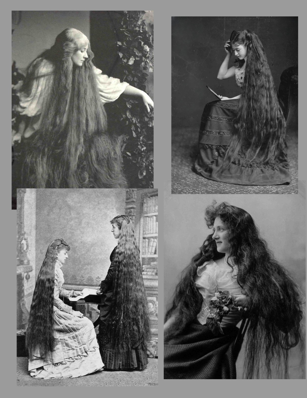 VICTORIAN Women with Really LONG HAIR Images – Photo POSTCARDS 4 x 6 in each