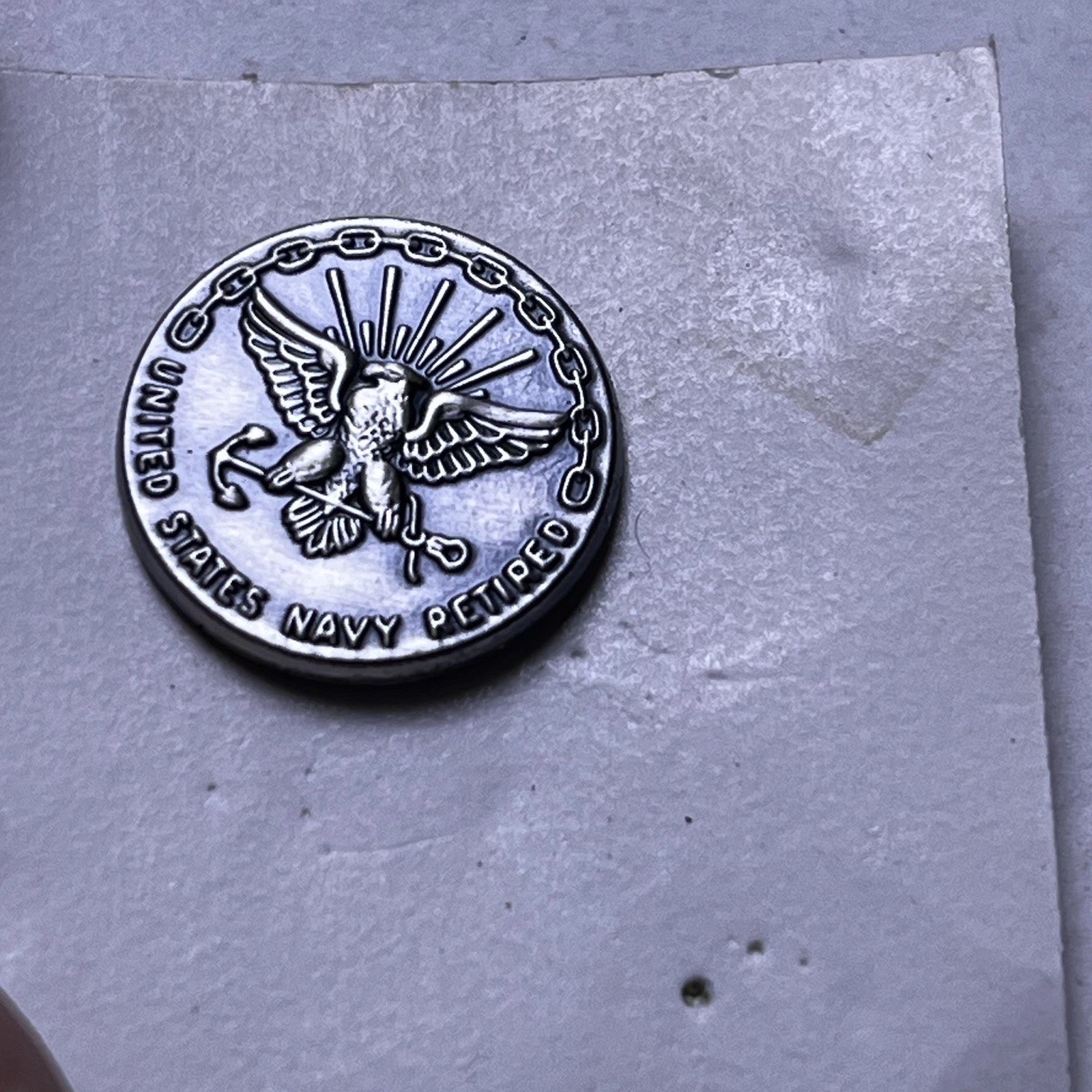 Vintage United States Navy Retired Label Button Reward Pin – 1/20 Silver Filled