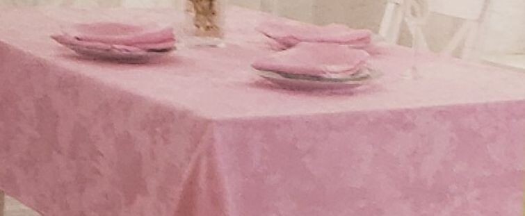 Fabric Tablecloth 60″ Round (4-6 people) DAMASK FLOWERS ON PINK, SPRING DAYS, NB