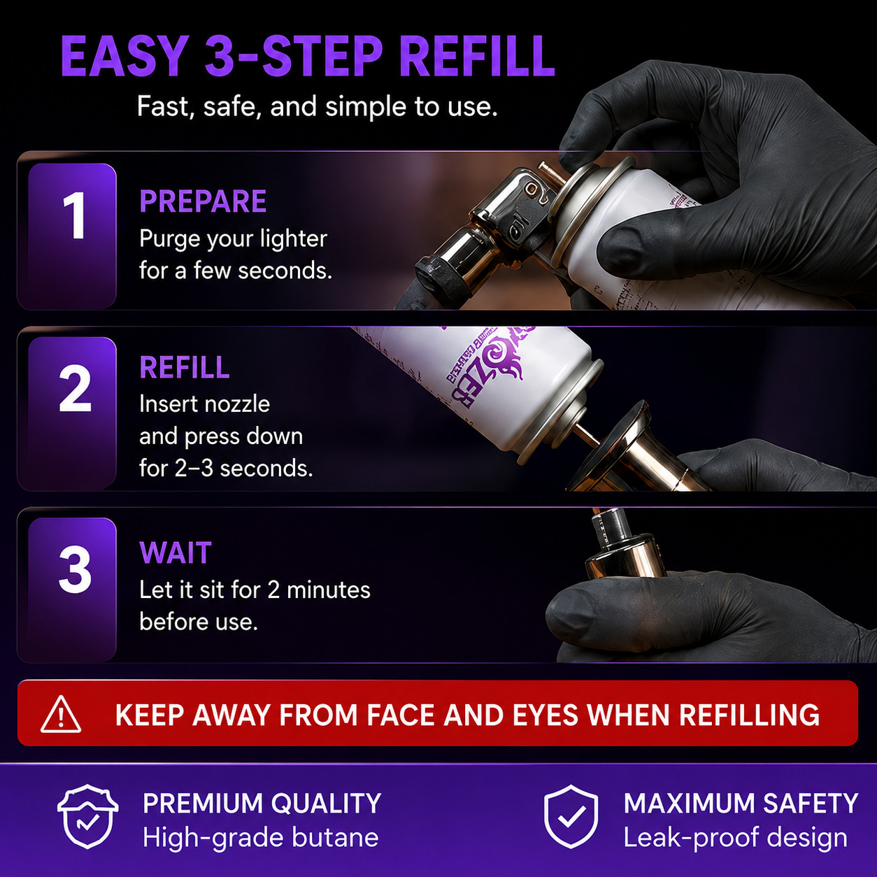Spozer 11X Refined Butane Canister Lighter Gas Fuel Refill 300ML 12/24 Can