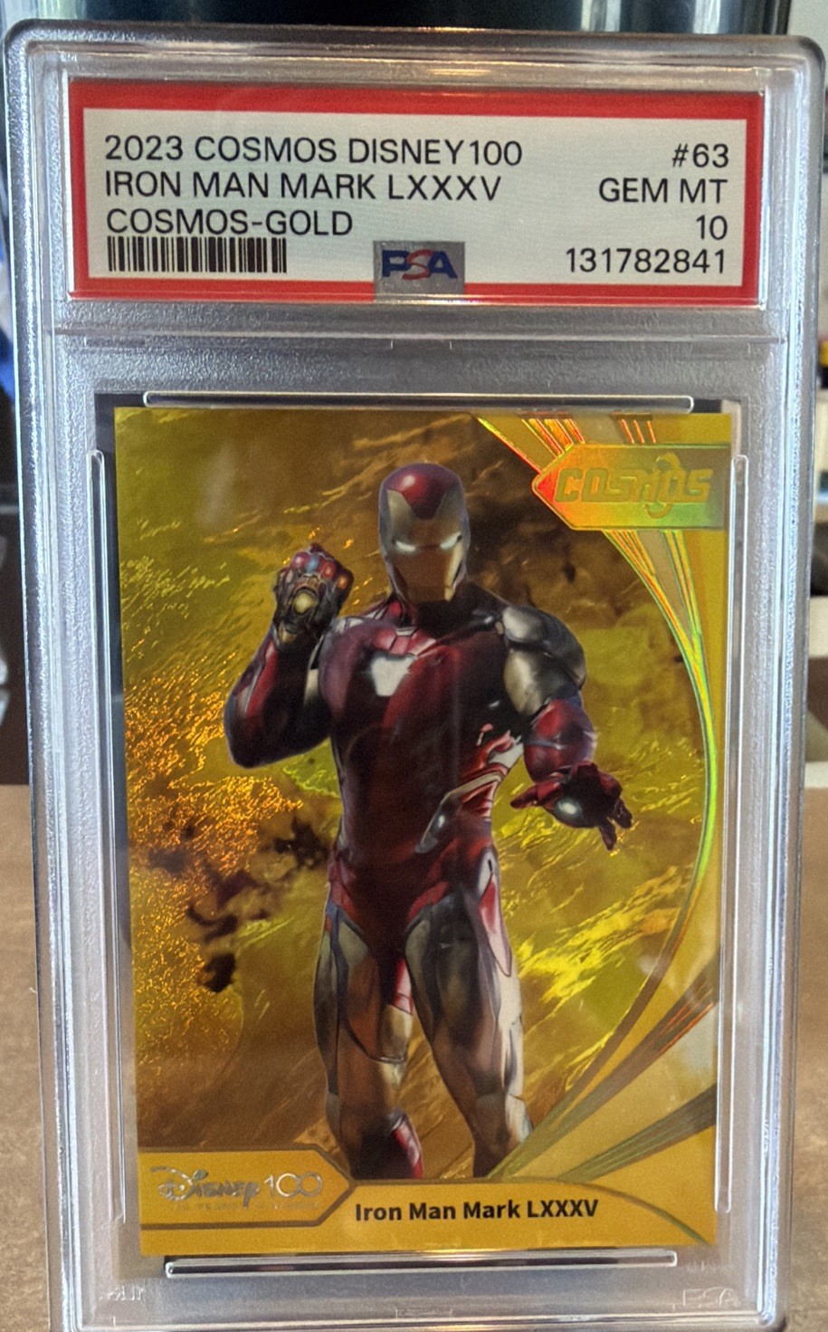 PSA10 – 2023 Kakawow Cosmos Disney 100 – Iron Man LXXXV Gold 05/10 Case Hit SSP