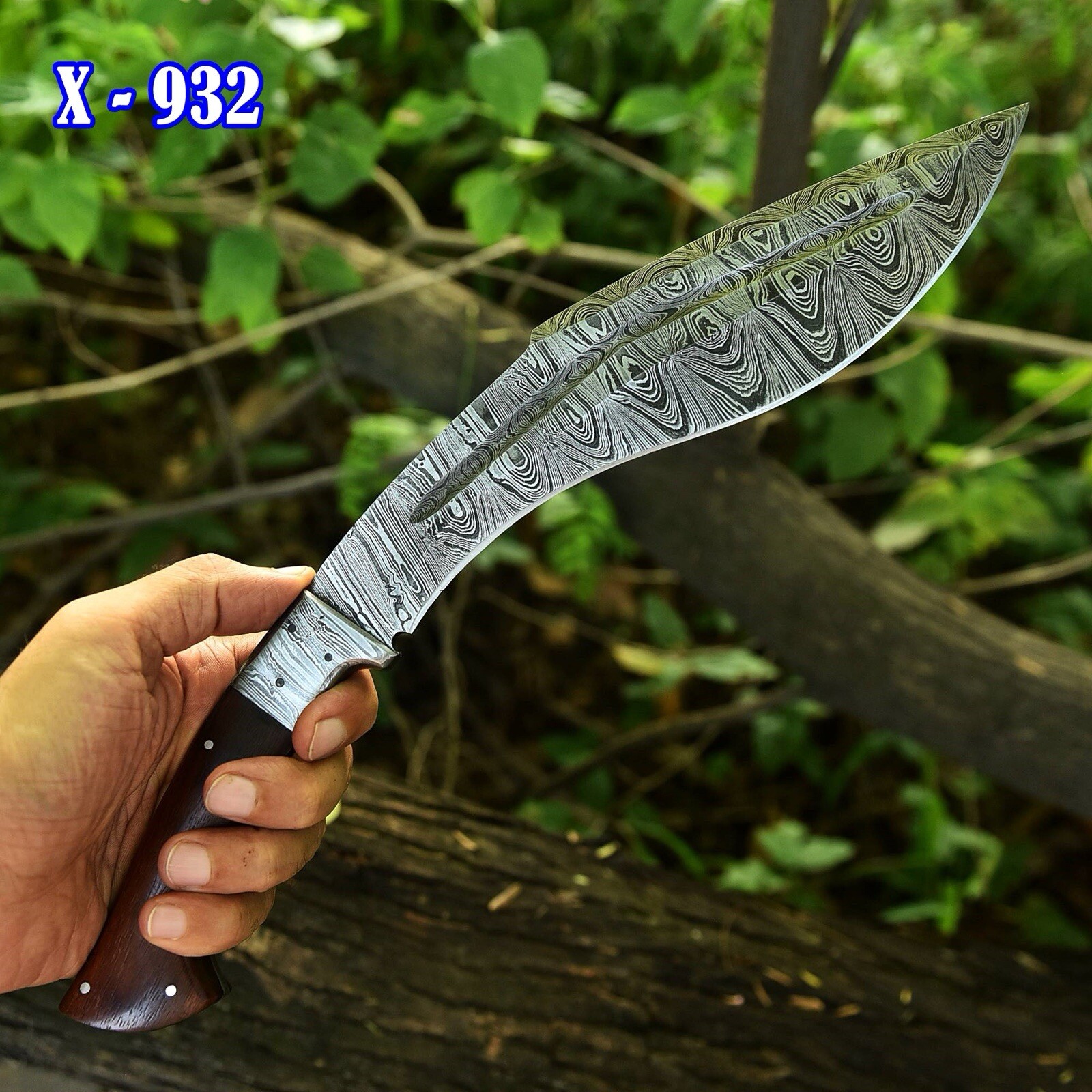 Full Tang Damascus Fixed Blade Gurkha Kukri Knife Tactical Outdoor Survival