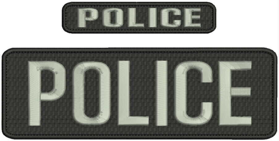POLICE embroidery patches 3×9 and 1×5 inches hook on back silver letters