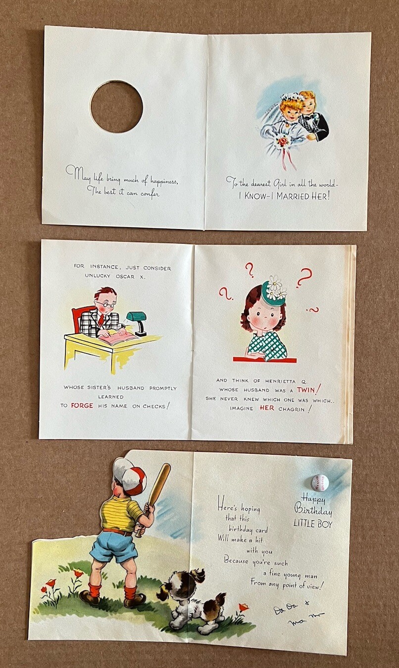 Vintage Greeting Cards All Occasions Used Damaged Lot Of 13