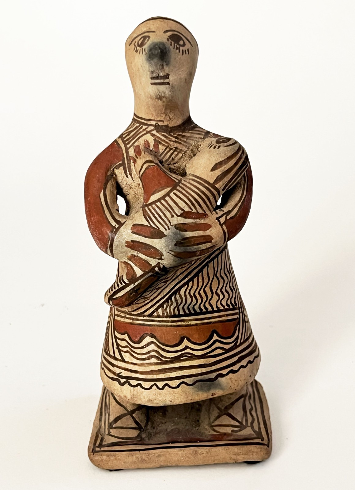 VTG MEXICAN GUERRERO AMEYALTEPEC OAPAN CERAMIC CLAY FOLK ART FIGURE WOMAN & BABY