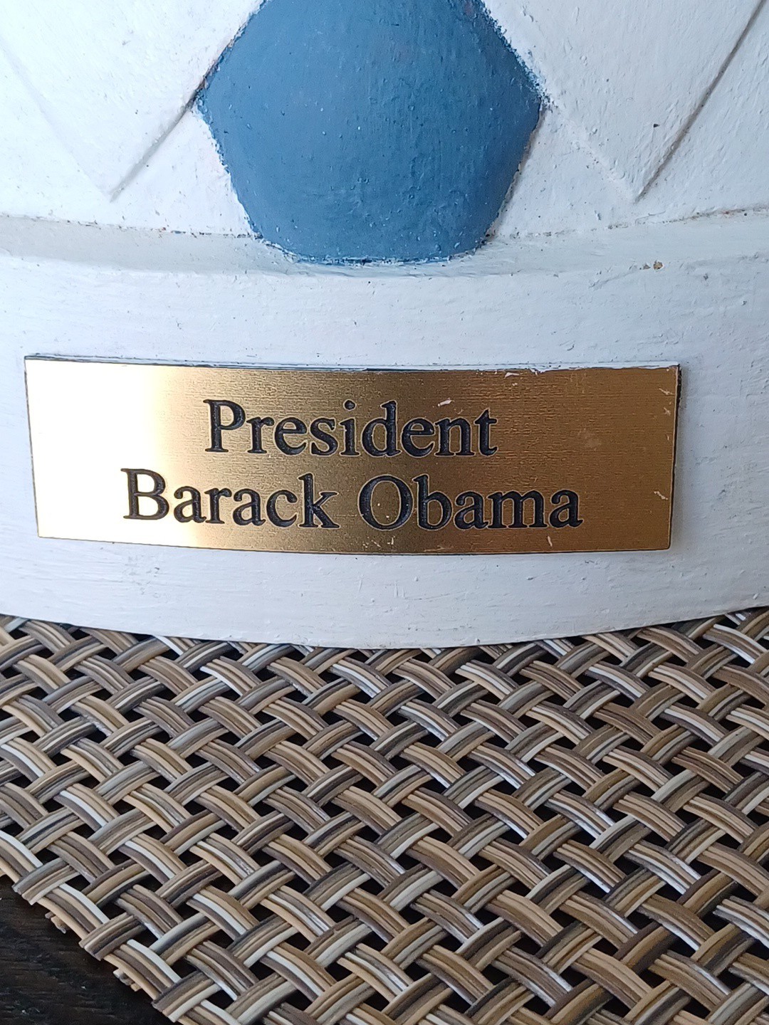 Barack Obama Hand Carved Wood Bust Sculpture Artist Ray Landry May 2009