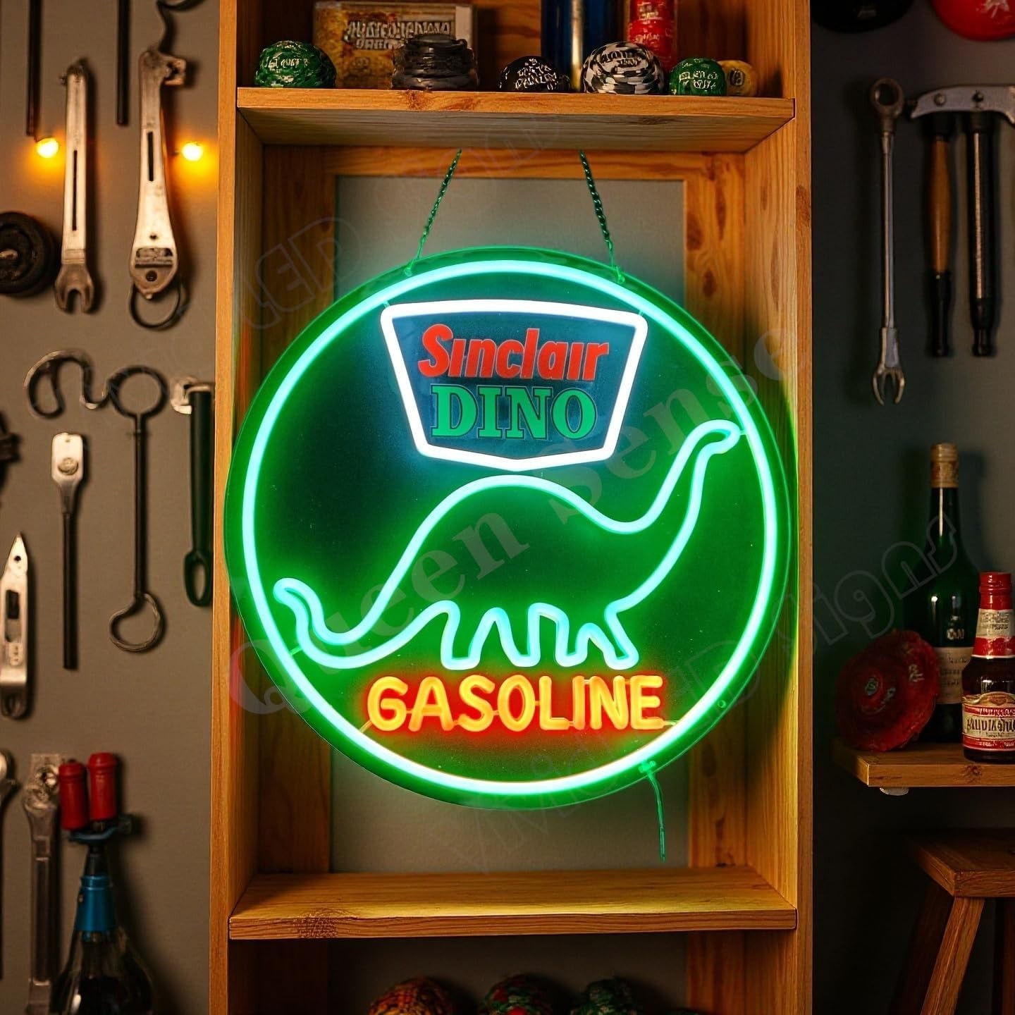 16″x16″ Sinclair Dino Gasoline Gas Oil LED Neon Sign With Dimmer USB Powered