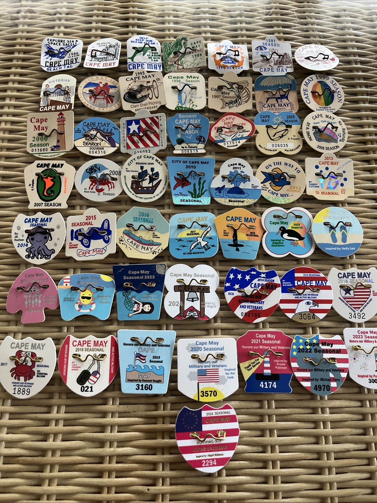Original Seasonal Cape May, NJ Beach Tags/Badges 1986–2024 Vets READ $ =Per Tag