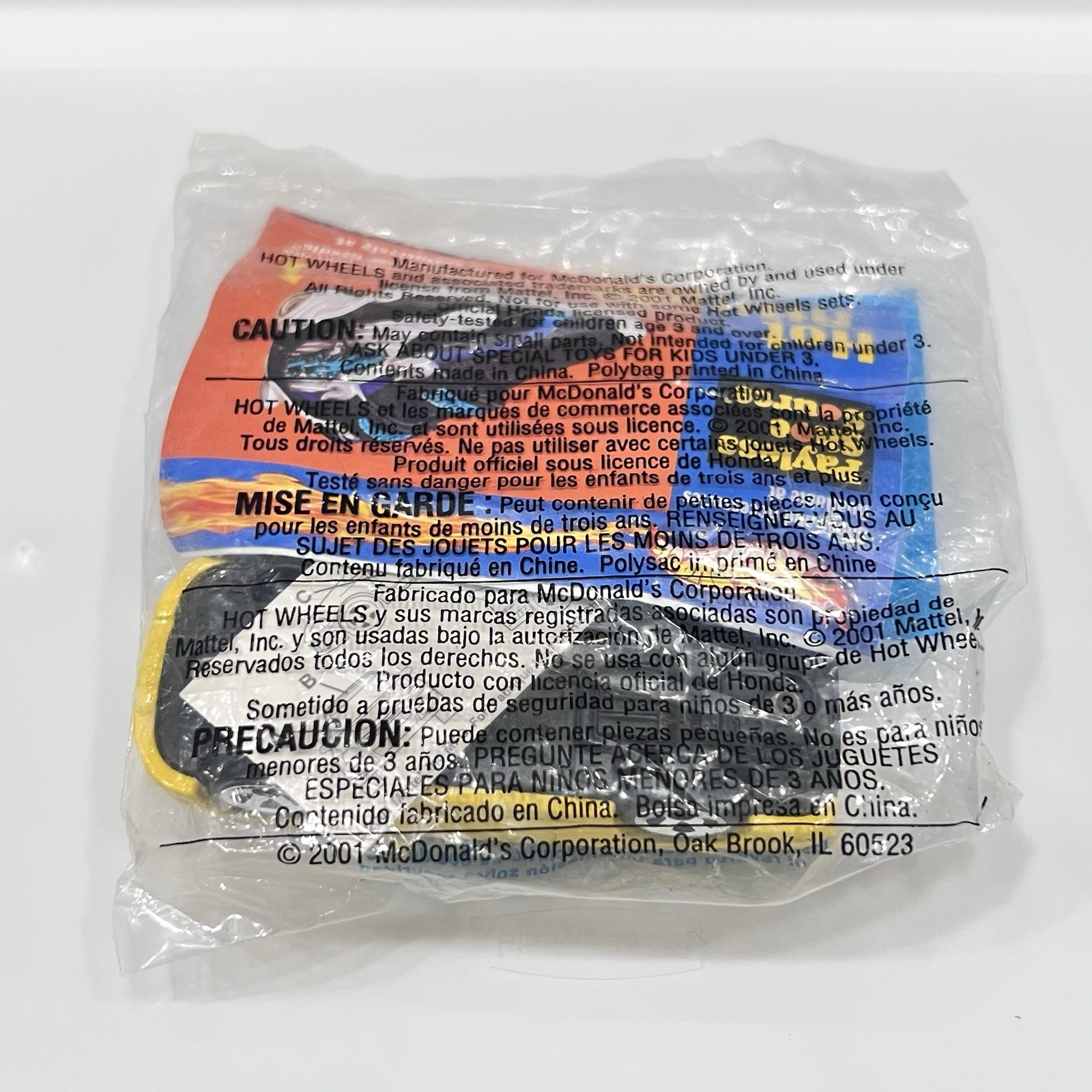 SEALED 2001 McDonald’s Happy Meal Hot Wheels Toy: #2/8 Yellow Honda Civic