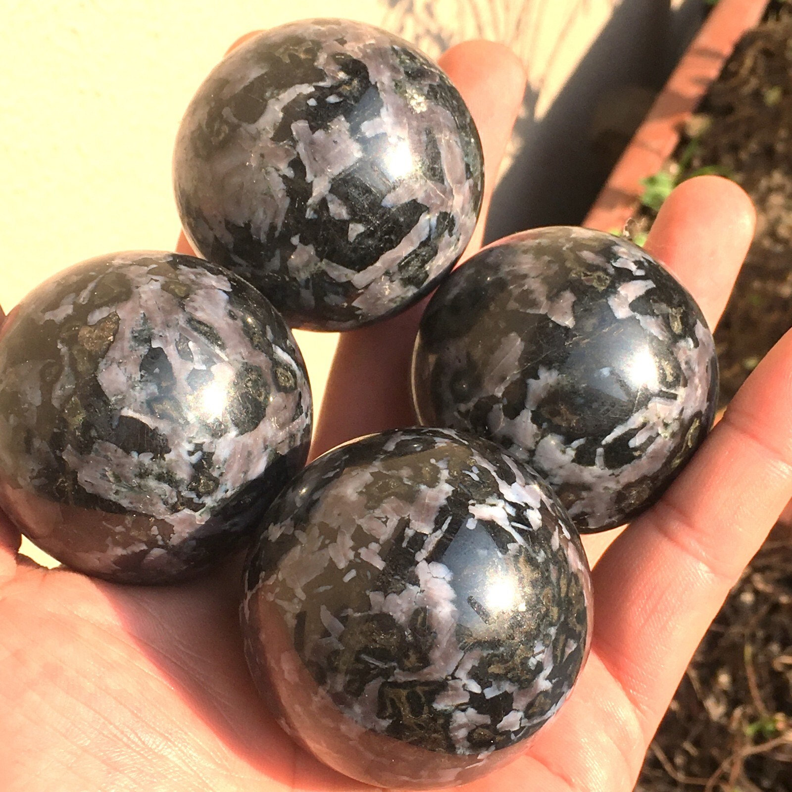 1pc Large Mystic Merlinite Indigo Gabbro Sphere Crystal Ball Chakra Healing Orb