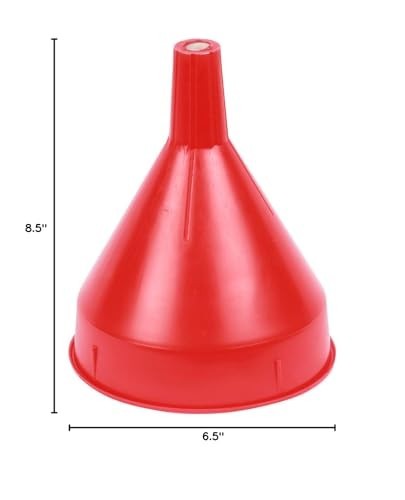 Funnel 2 Quart Capacity HDPE Red with 60 Micron Strainer for Oil Fuel Gas