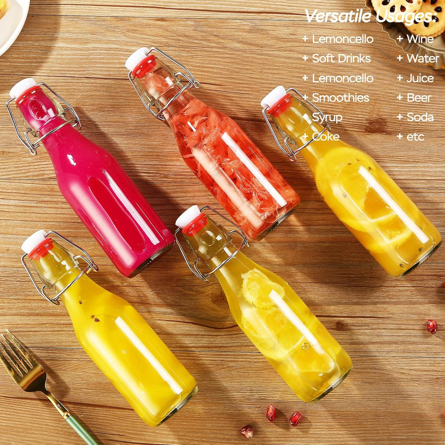 12 Pack 8.5oz Flip Top Glass Bottles,8.5oz swing top Clear glass beer bottle