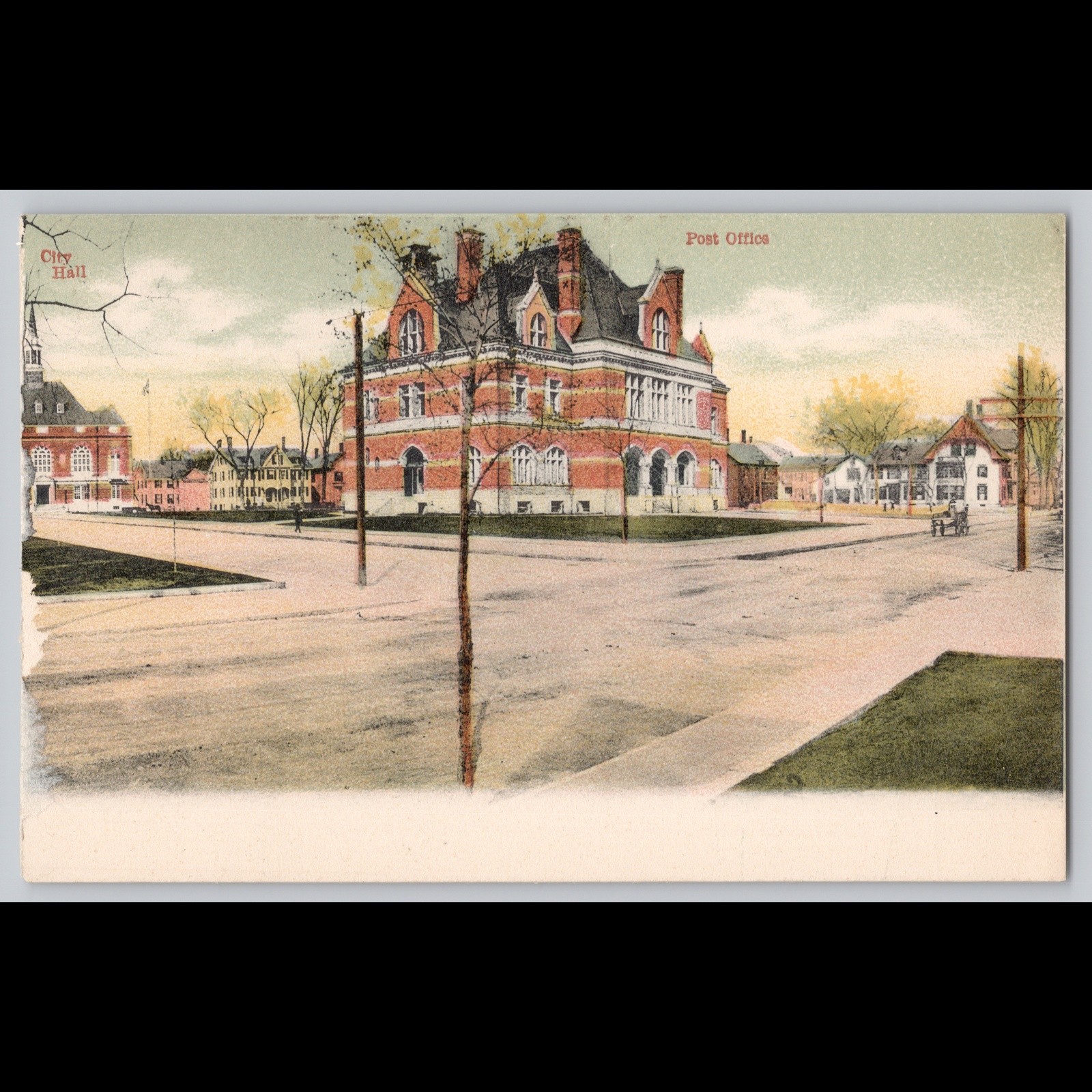 Antique Postcard City Hall and Post Office Architecture Undivided Back