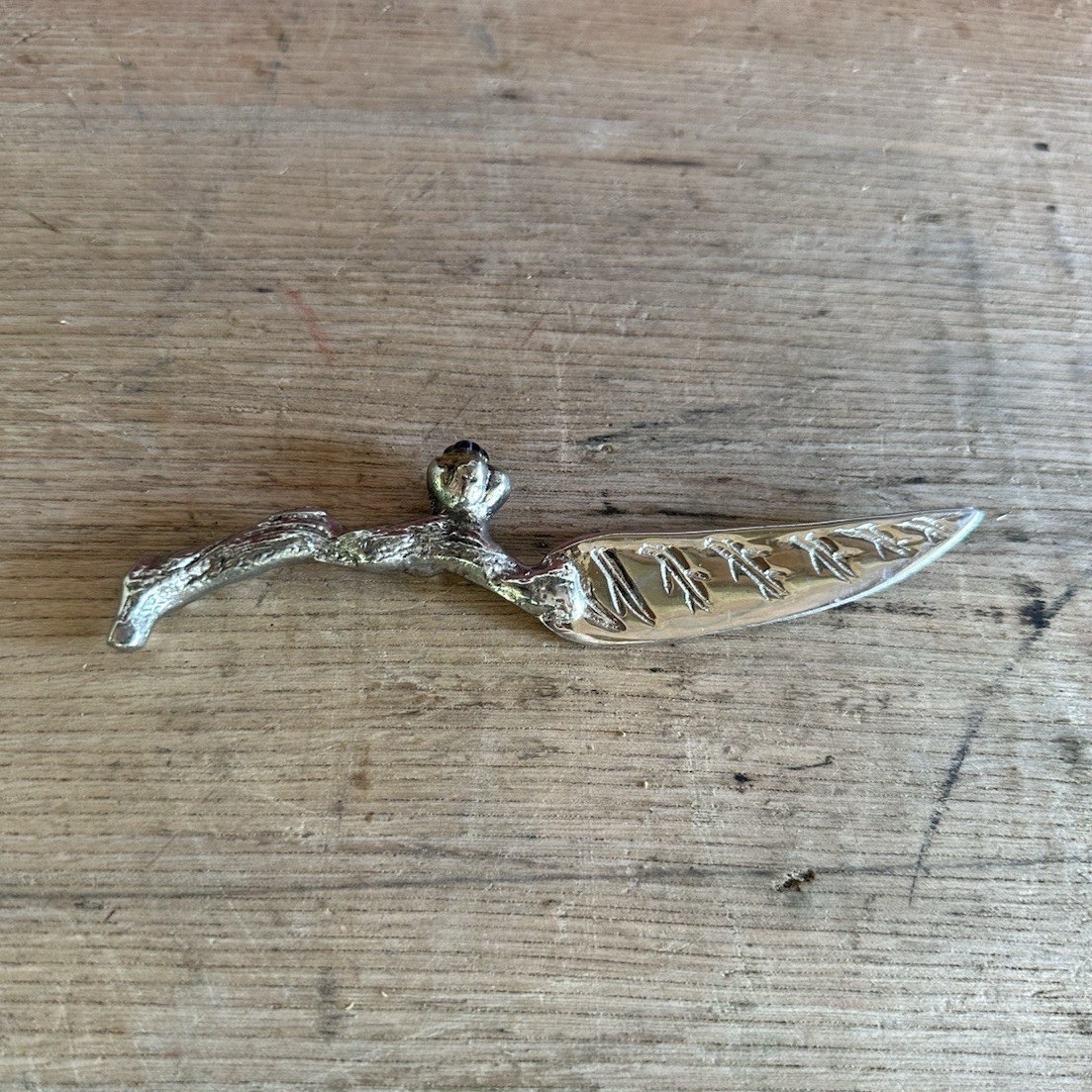 Vintage Metal Letter Opener Ornate Handle, Bird & Leaf Design Decorative Blade