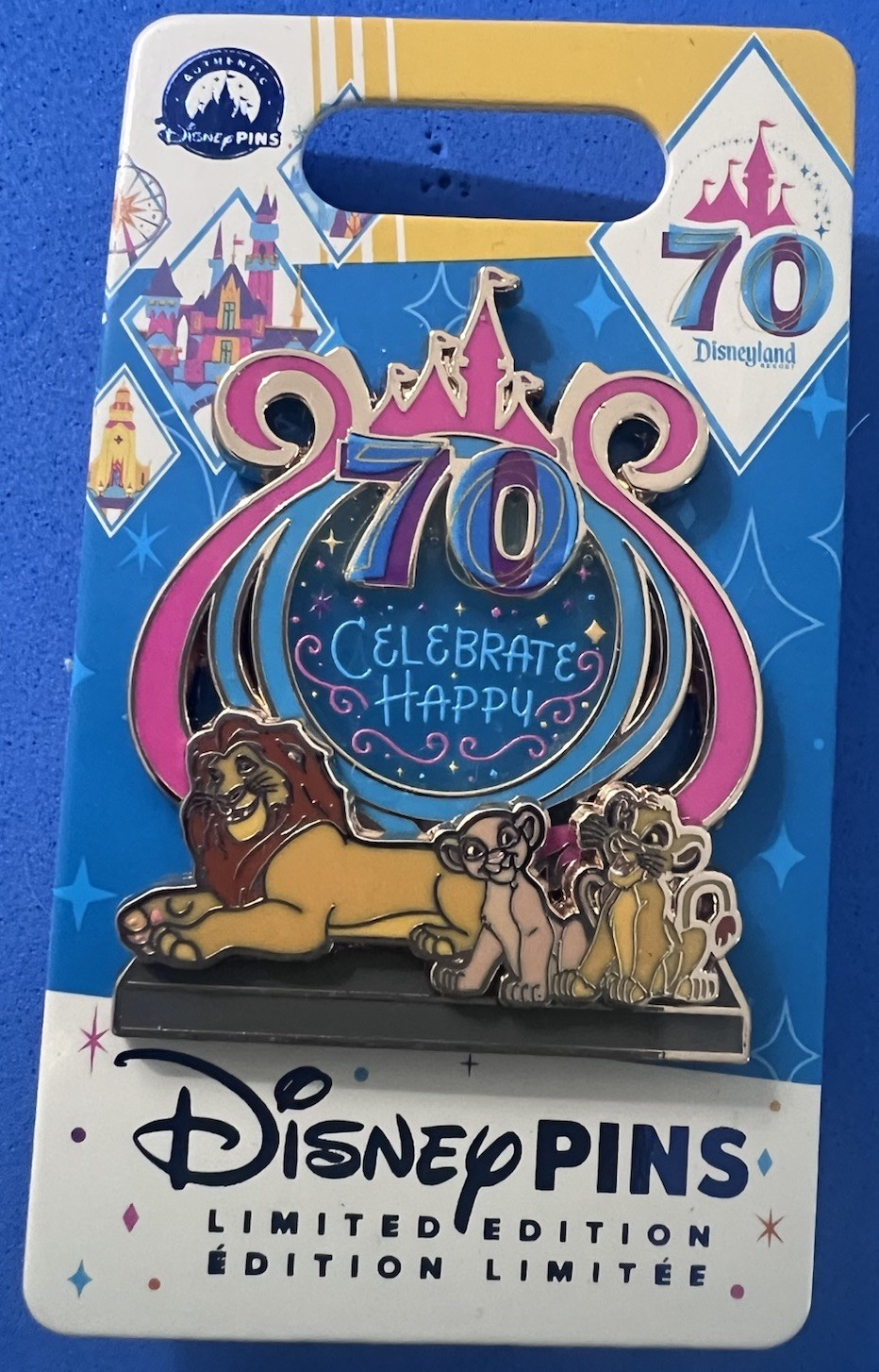 Disney Pin Disneyland 70th Anniversary Celebrate Happy Simba Lion King