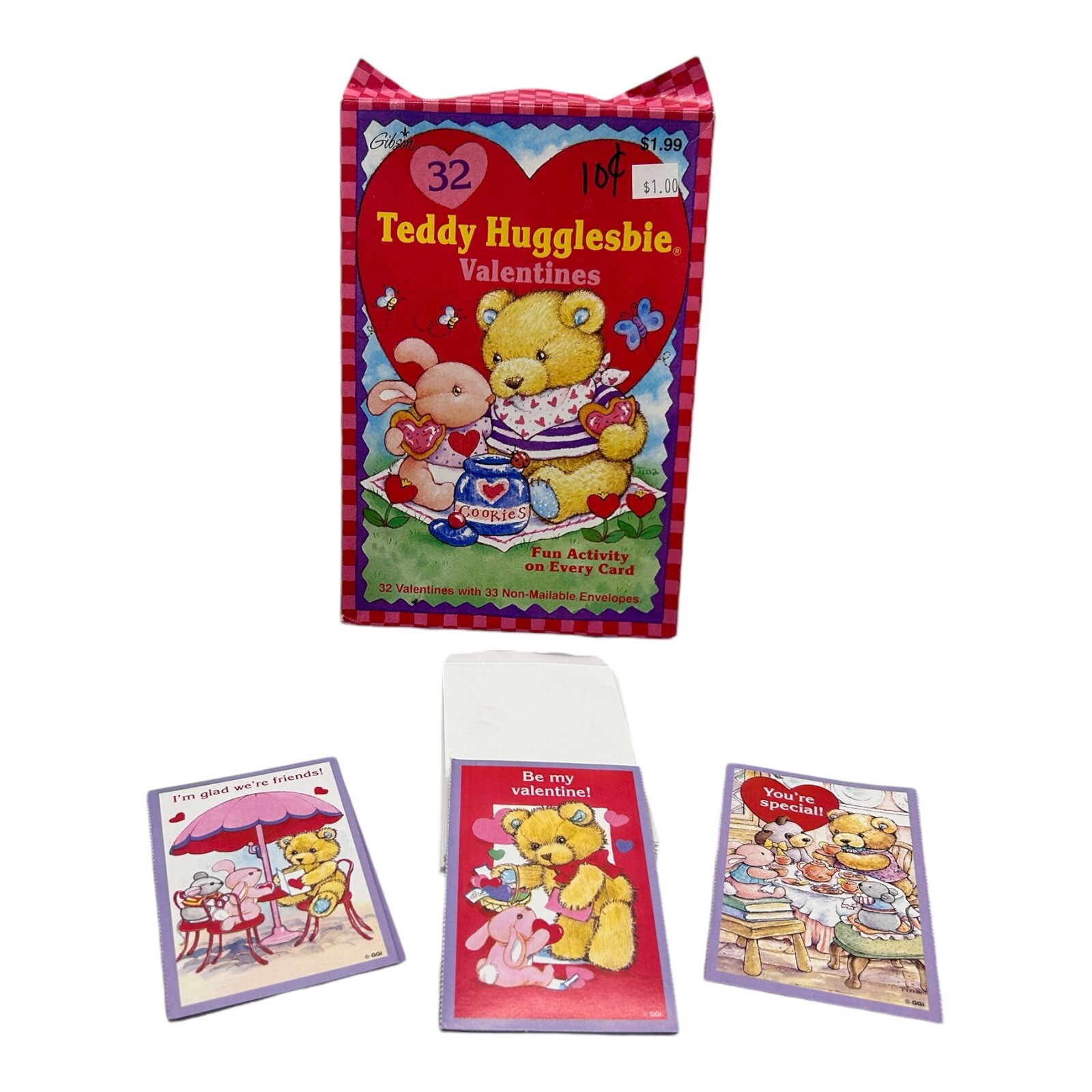 Vintage Valentine’s Day Cards Box of 18 Gibson Teddy Hugglesbie – Not Complete