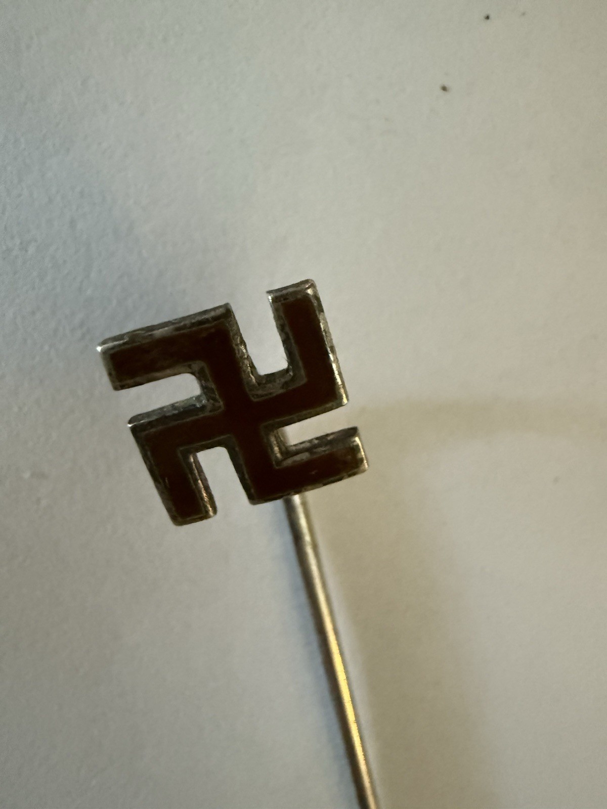 Pin, Most likely WWII -era. Red enameled often linked to specific organizations