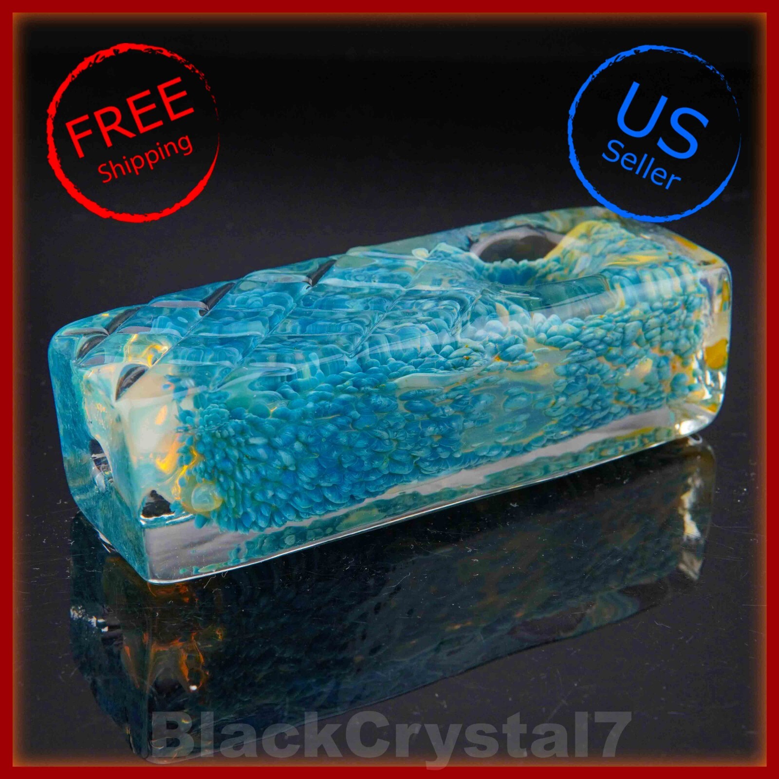 3.5″ Handmade Heavy Thick Ocean Blue Square Tobacco Smoking Bowl Glass Pipes