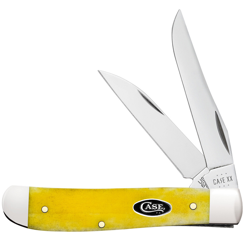 CASE XX POCKET KNIFE MINI TRAPPER – SMOOTH YELLOW BONE – BLACK CASE OVAL SHIELD